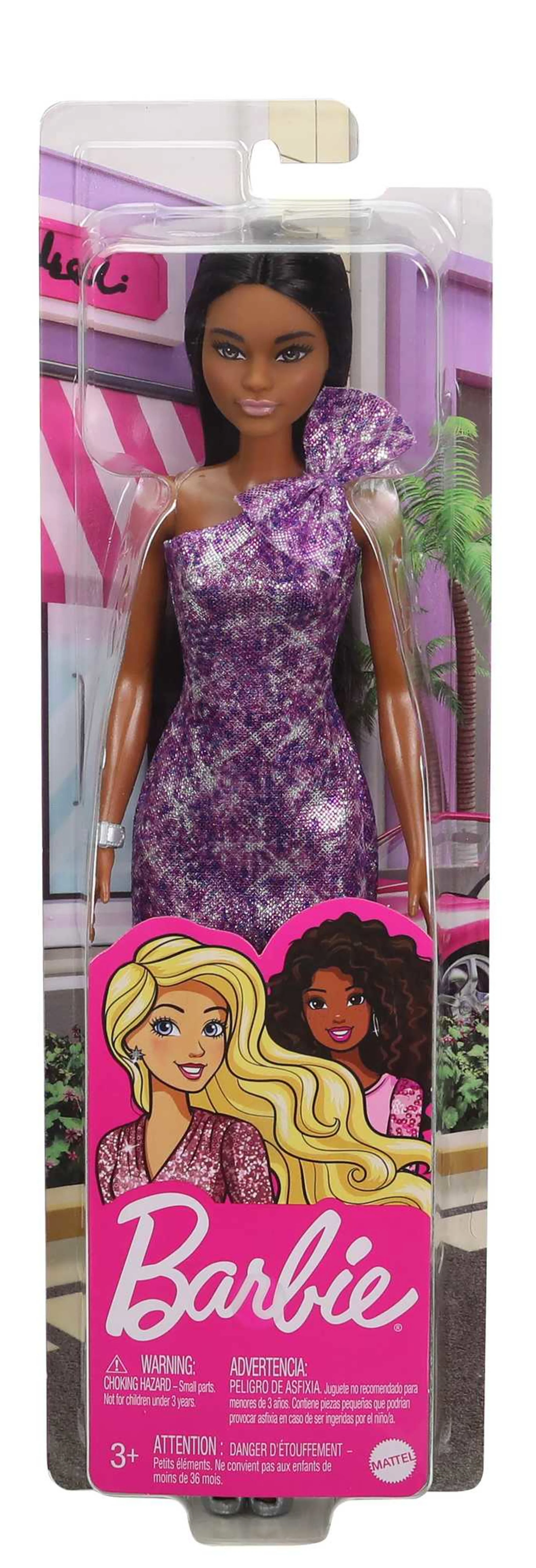 Barbie muñeca Glam con vestido de un solo hombro y volantes - Image 6