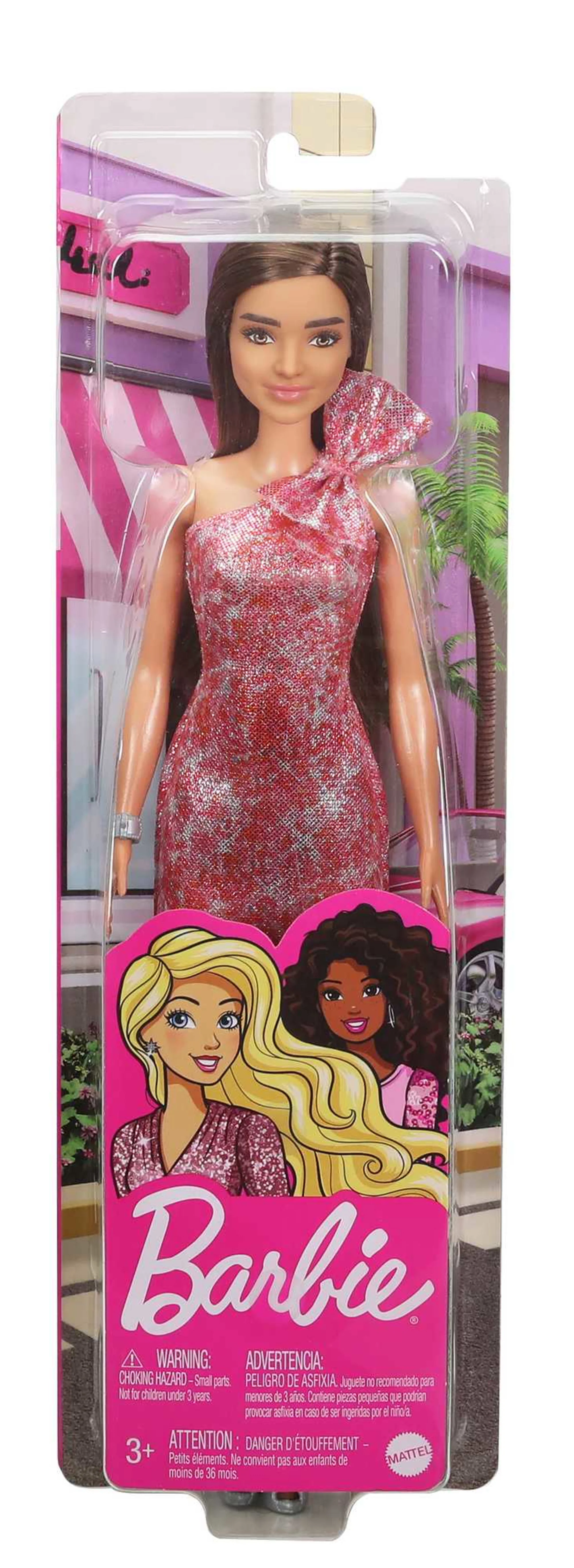 Barbie muñeca Glam con vestido de un solo hombro y volantes - Image 7